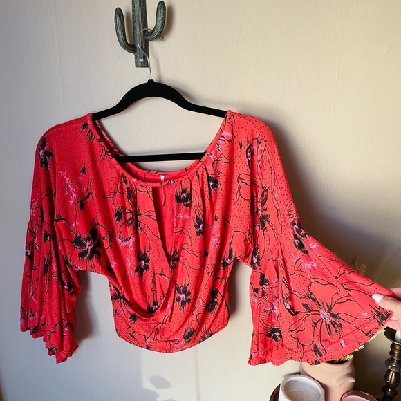 Free People Floral Last Time Bell Sleeve Top - Picture 9 of 11